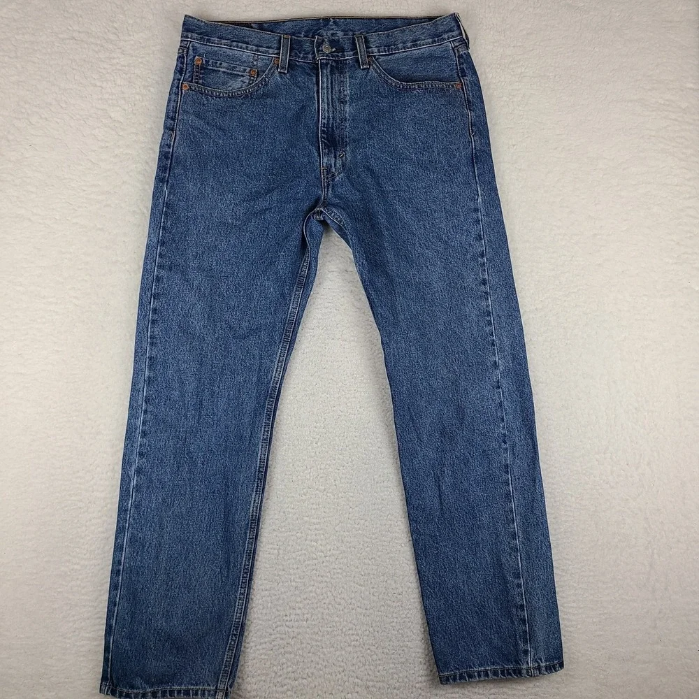 Levi's 505 Jeans Mens 36x32 Blue Regular Fit Straight Leg Medium‎ Wash Denim